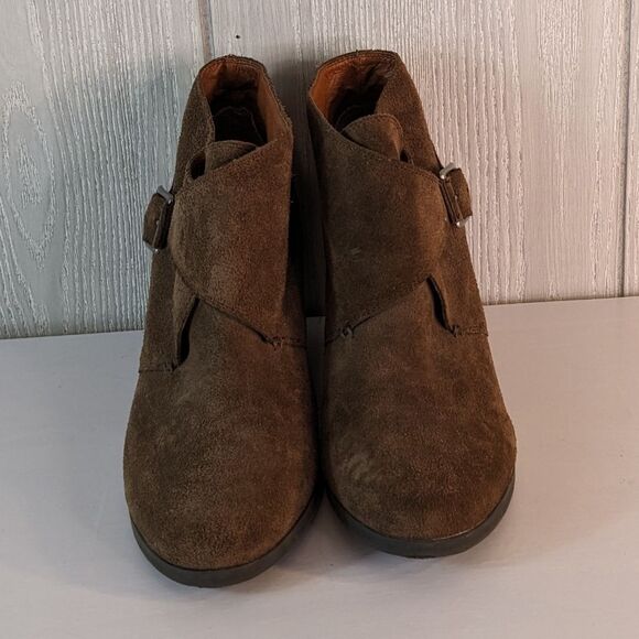 Lucky Brand Sumarah Wedge Ankle Boots Suede Leather Booties SZ 9B EUC - Picture 4 of 8